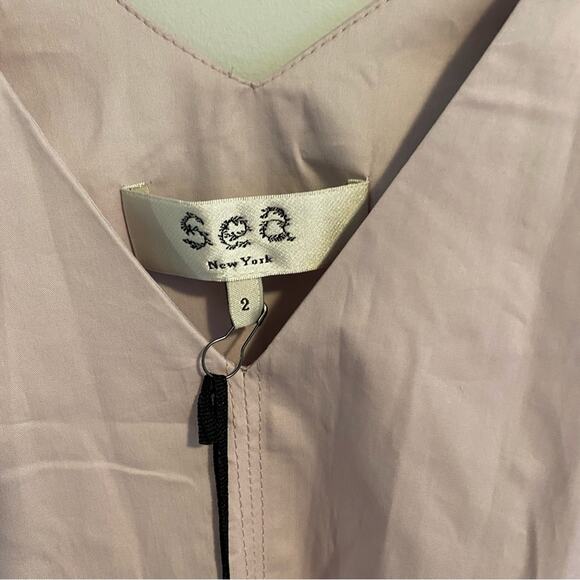 NWT Sea New York Purple Gray Cotton Puff Sleeve MIDI Dress 2 - Picture 8 of 14